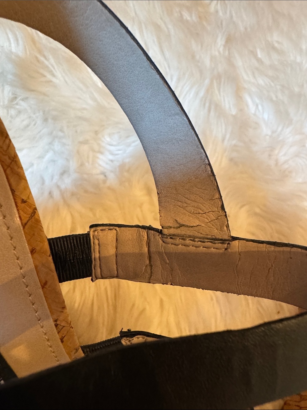 VGUC Size 8.5 French Connection Black Multi-Strap Dion Cork Wedge Sandals! - Picture 12 of 15
